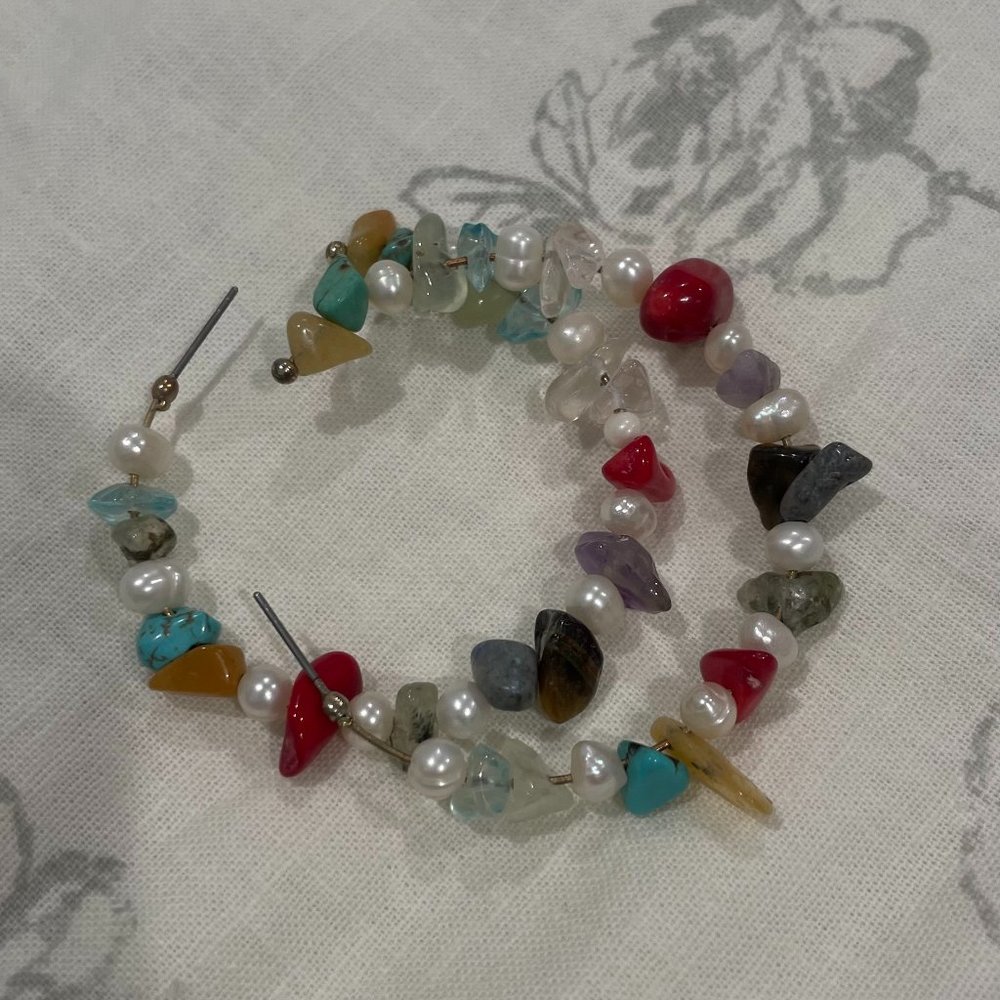 Colorful Pearl Hoops